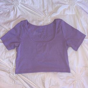 Shein light purple cropped tee